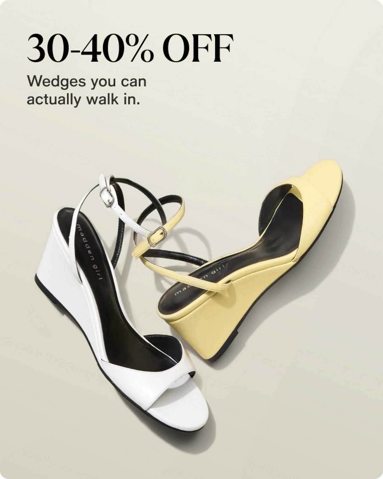30-40% Off Wedges you can actually walk in