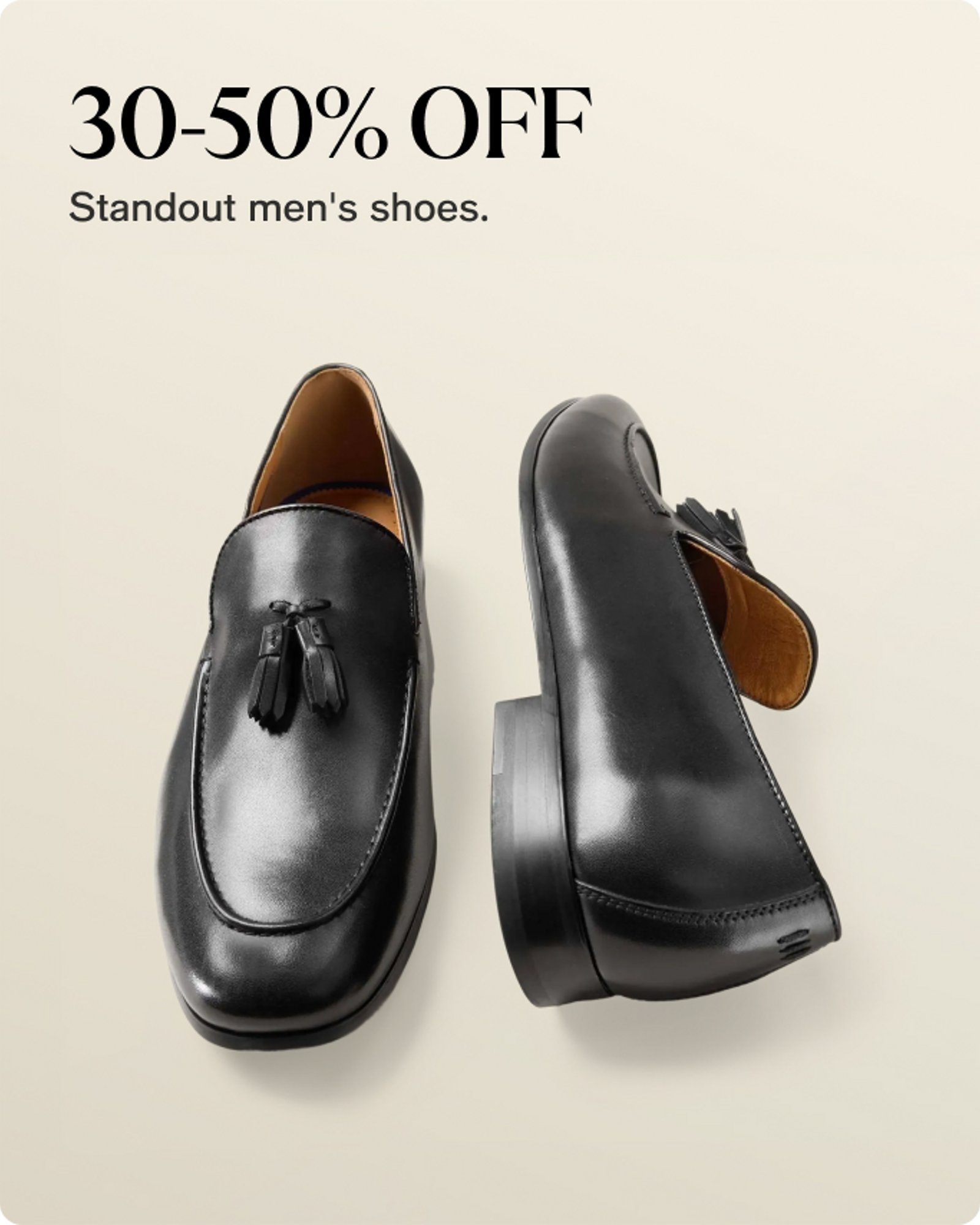 30-50% Off Standout men's shoes