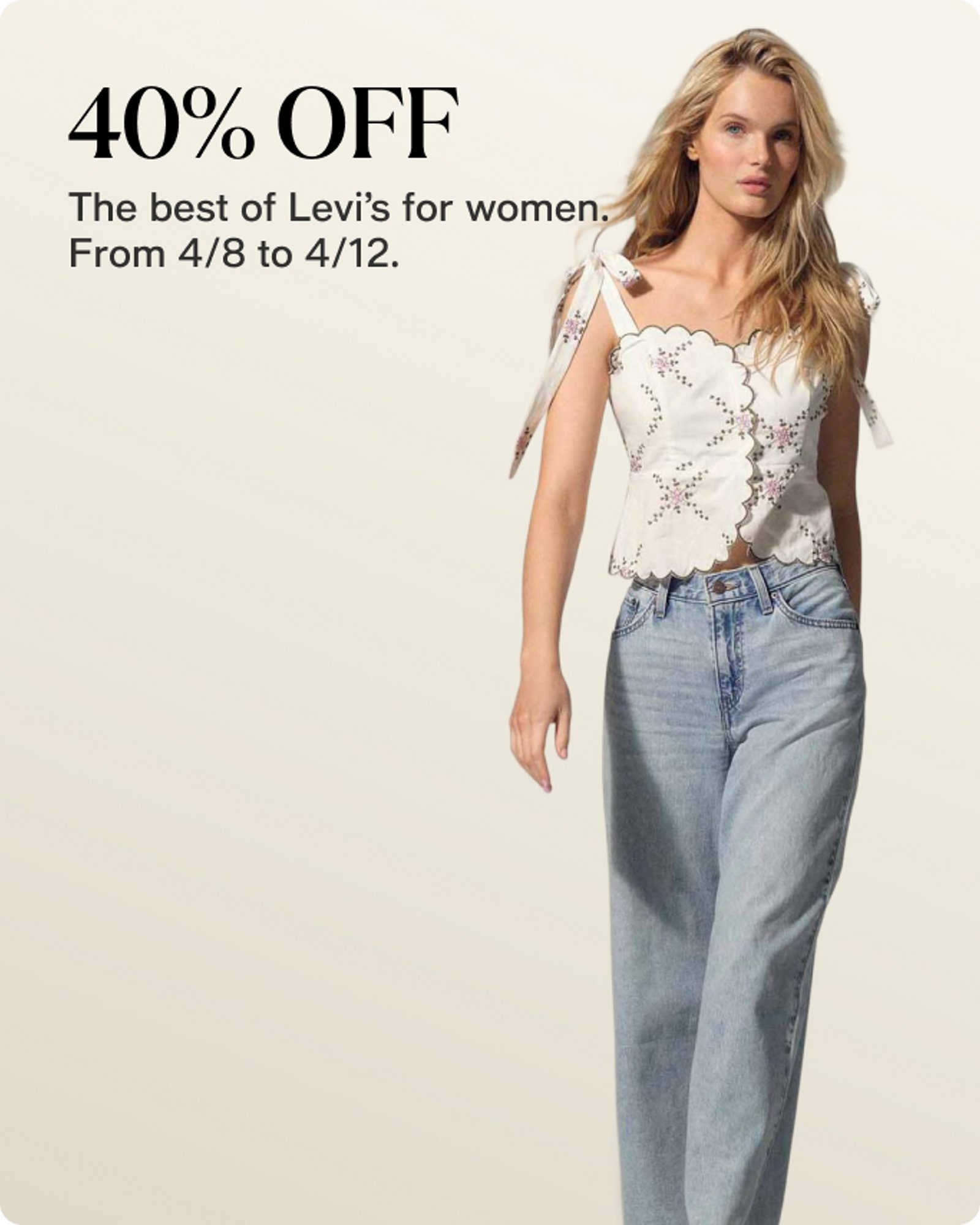 Women-offer-our-top-deals-40%-off-levis