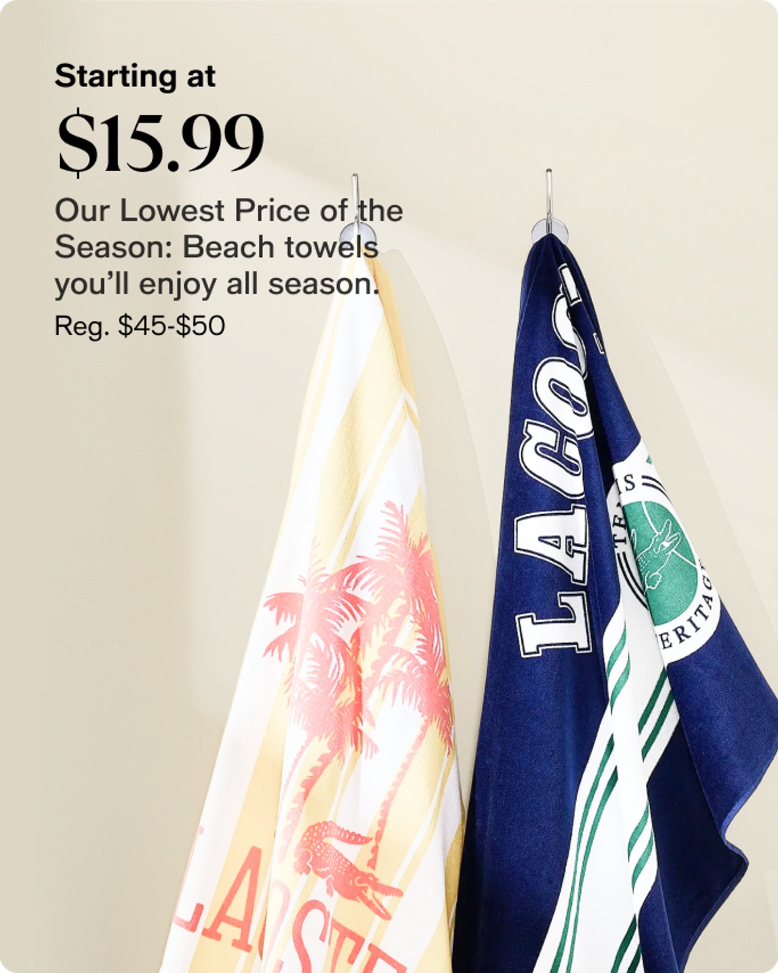 Starting at $15.99 Beach towels